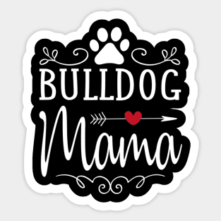 Bulldog Mama Love Heart Sticker